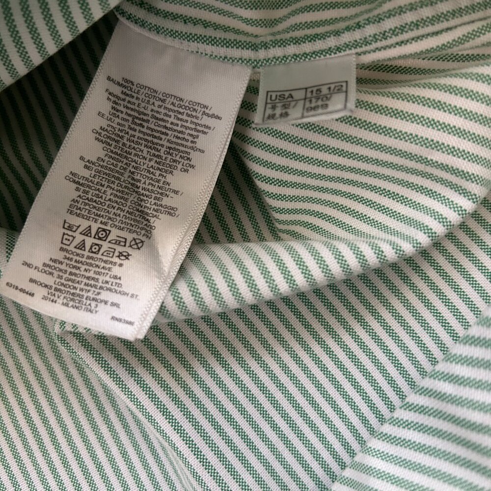 Brooks Brothers Light Green Pinstripe 100% Cotton Button-down Long-sleeve Shirt - Picture 6 of 8